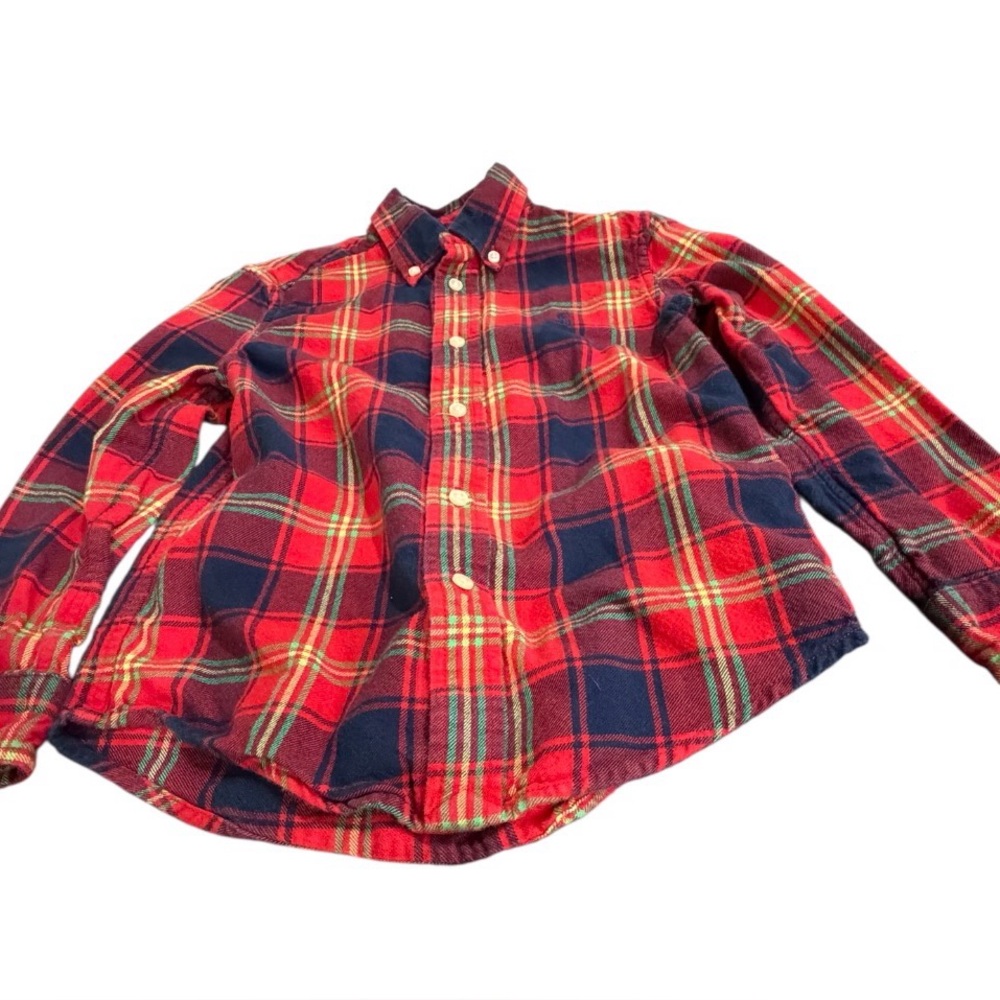 Ralph Lauren Blue Label Kids Red and Navy Plaid flannel Shirt size 6
